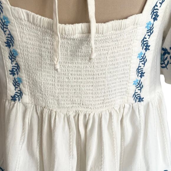 Old Navy Y2K Babydoll Floral Embroidery Top Sz L Boho Peasant Cottagecore Casual - Picture 6 of 10